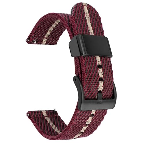 BOLEXA nato strap Nylon-Armbänder, 18 mm, 20 mm, 22 mm, 24 mm, Schnellverschluss, Ersatz-Uhrenarmbänder for BandWatch Universa Nylon Uhrenarmbänder (Color : Red beige black, Size : 20mm) von BOLEXA