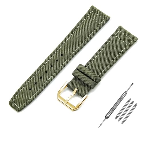 BOLEXA nato strap Nylon-Armband, 20 mm, 21 mm, 22 mm, Canvas-Armband, Stoff-Uhrenarmband, Faltschließe, Dornschließe, Leder-Ersatzarmband Nylon Uhrenarmbänder (Color : Army Green-gold, Size : 22mm) von BOLEXA