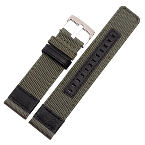 BOLEXA nato strap Nylon-Armband, 20 mm, 22 mm, 24 mm, universelles Ersatzband, Leinenarmband, Damen- und Herrenarmband Nylon Uhrenarmbänder (Color : Army green-black, Size : 22mm) von BOLEXA