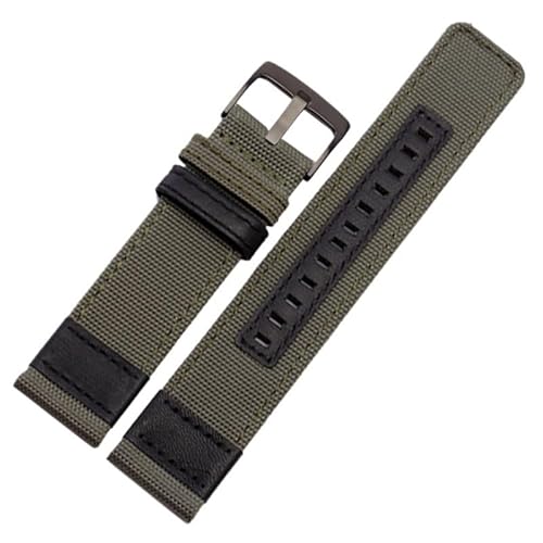 BOLEXA nato strap Nylon-Armband, 20 mm, 22 mm, 24 mm, universelles Ersatzband, Leinenarmband, Damen- und Herrenarmband Nylon Uhrenarmbänder (Color : Army green-silver, Size : 24mm) von BOLEXA