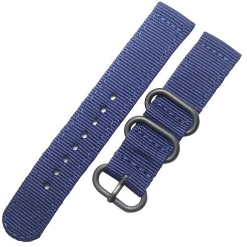 BOLEXA nato strap Nylon Armband 18mm 20mm 22mm 24mm 6 Farben Frauen Männer Fashione Sport Leinwand Uhr Bnad strap Silber Schwarz Schnalle Armband Nylon Uhrenarmbänder (Color : Blue black buckle, Siz von BOLEXA