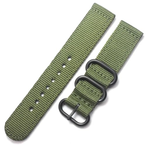 BOLEXA nato strap Nylon Armband 18mm 20mm 22mm 24mm 6 Farben Frauen Männer Fashione Sport Leinwand Uhr Bnad strap Silber Schwarz Schnalle Armband Nylon Uhrenarmbänder (Color : Green black buckle, Si von BOLEXA