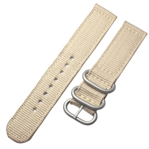 BOLEXA nato strap Nylon Armband 18mm 20mm 22mm 24mm 6 Farben Frauen Männer Fashione Sport Leinwand Uhr Bnad strap Silber Schwarz Schnalle Armband Nylon Uhrenarmbänder (Color : Khaki silver buckle, S von BOLEXA