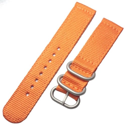 BOLEXA nato strap Nylon Armband 18mm 20mm 22mm 24mm 6 Farben Frauen Männer Fashione Sport Leinwand Uhr Bnad strap Silber Schwarz Schnalle Armband Nylon Uhrenarmbänder (Color : Orange silver buckle, von BOLEXA