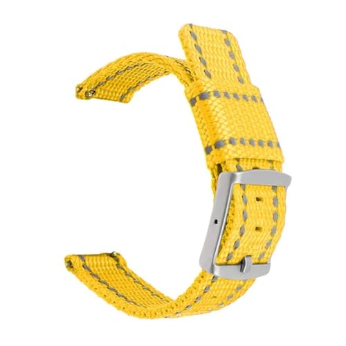 BOLEXA nato strap Nylon-Armband-Armband, Uhrenarmband, 20 mm, Universal-Armband, Schnellverschluss, atmungsaktiv, Sportgürtel-Zubehör Nylon Uhrenarmbänder (Color : Yellow, Size : 20mm) von BOLEXA