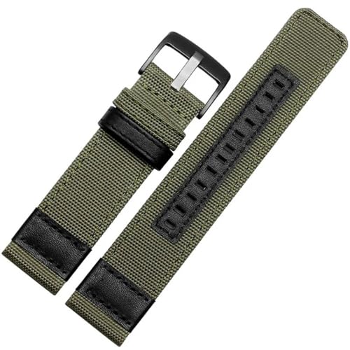 BOLEXA nato strap Nylon Armband Männer Sport Strap 20mm 22mm 24mm Quick Release Uhr Band Gürtel Edelstahl Schnalle Verschluss Zubehör Nylon Uhrenarmbänder (Color : Green Black Buckle, Size : 20mm) von BOLEXA