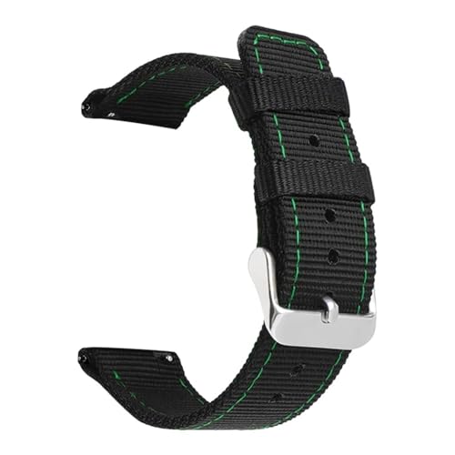 BOLEXA nato strap Nylon Armband Strap Quick Release Band 18mm 20mm 22mm 24mm Universal Armband Gürtel for Seiko Uhr ersetzen Band Zubehör Nylon Uhrenarmbänder (Color : Black green silver, Size : 22m von BOLEXA