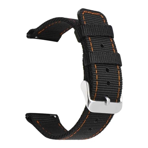 BOLEXA nato strap Nylon Armband Strap Quick Release Band 18mm 20mm 22mm 24mm Universal Armband Gürtel for Seiko Uhr ersetzen Band Zubehör Nylon Uhrenarmbänder (Color : Black orange silver, Size : 18 von BOLEXA