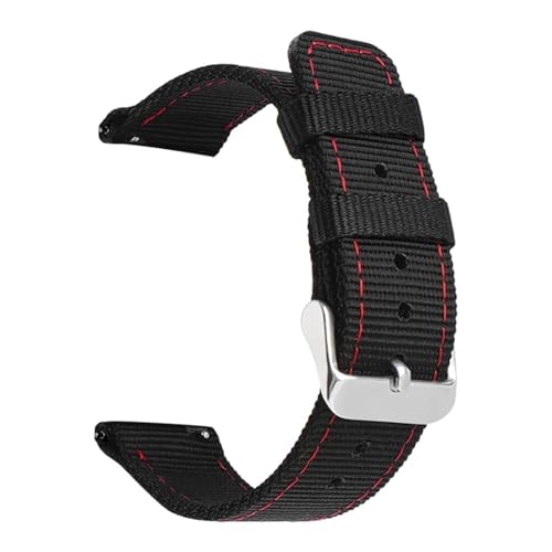 BOLEXA nato strap Nylon Armband Strap Quick Release Band 18mm 20mm 22mm 24mm Universal Armband Gürtel for Seiko Uhr ersetzen Band Zubehör Nylon Uhrenarmbänder (Color : Black red silver, Size : 22mm von BOLEXA