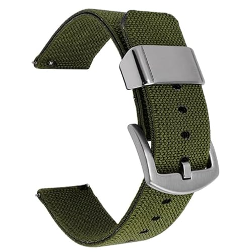 BOLEXA nato strap Nylon-Armband mit Schnellverschluss, Ersatzband, 18 mm, 20 mm, 22 mm, 24 mm, Nylon-Universal-Armbandgürtel Nylon Uhrenarmbänder (Color : Army green silver, Size : 20mm) von BOLEXA