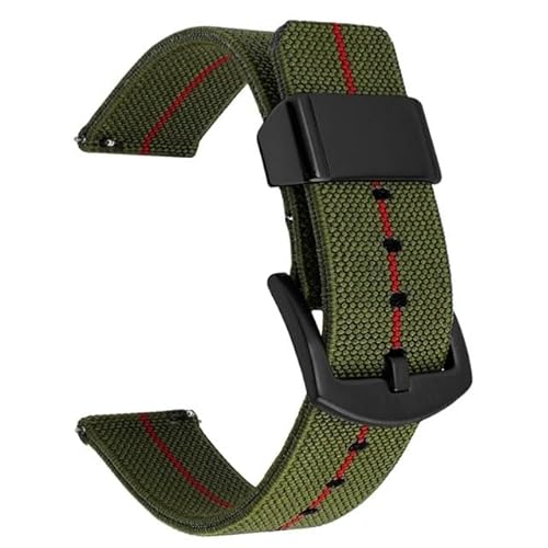 BOLEXA nato strap Nylon-Armband mit Schnellverschluss, Ersatzband, 18 mm, 20 mm, 22 mm, 24 mm, Nylon-Universal-Armbandgürtel Nylon Uhrenarmbänder (Color : Green red black, Size : 18mm) von BOLEXA