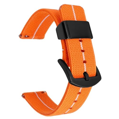 BOLEXA nato strap Nylon-Armband mit Schnellverschluss, Ersatzband, 18 mm, 20 mm, 22 mm, 24 mm, Nylon-Universal-Armbandgürtel Nylon Uhrenarmbänder (Color : Orange white black, Size : 22mm) von BOLEXA