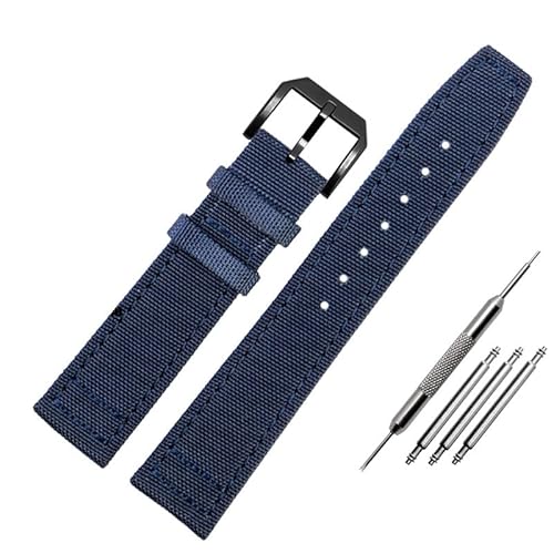 BOLEXA nato strap Nylon-Canvas-Armband, 20 mm, 21 mm, 22 mm, Leder-Uhrenarmband, Schwarz, Armeegrün, Ersatz-Uhrenarmband for Herren Nylon Uhrenarmbänder (Color : A-blue-black, Size : 22mm) von BOLEXA