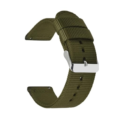 BOLEXA nato strap Nylon-Canvas-Armband, atmungsaktiv, Schnellverschluss, Ersatzarmband, 18 mm, 20 mm, 22 mm, 24 mm Nylon Uhrenarmbänder (Color : Army green, Size : 22mm) von BOLEXA