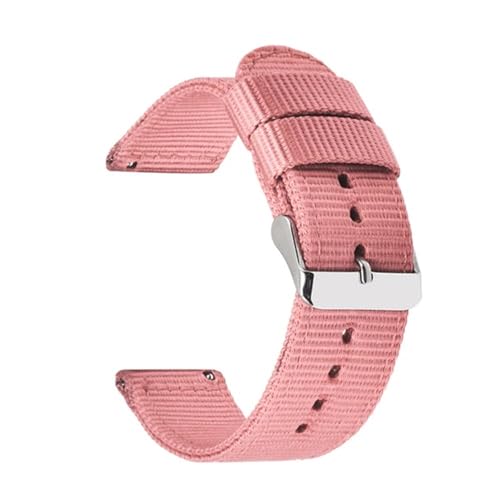 BOLEXA nato strap Nylon-Canvas-Armband, atmungsaktiv, Schnellverschluss, Ersatzarmband, 18 mm, 20 mm, 22 mm, 24 mm Nylon Uhrenarmbänder (Color : Pink, Size : 22mm) von BOLEXA