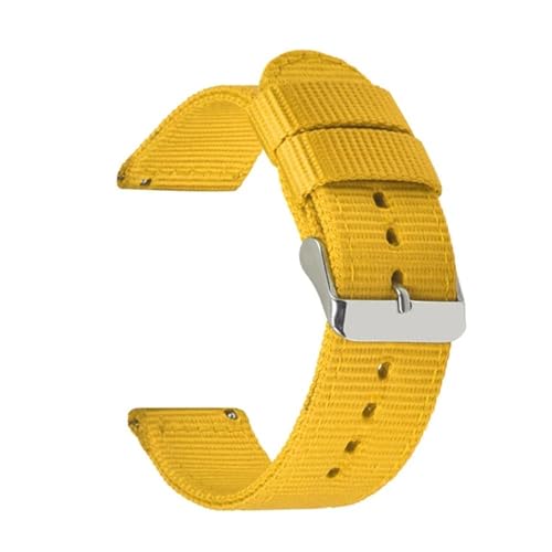 BOLEXA nato strap Nylon-Canvas-Armband, atmungsaktiv, Schnellverschluss, Ersatzarmband, 18 mm, 20 mm, 22 mm, 24 mm Nylon Uhrenarmbänder (Color : Yellow, Size : 18mm) von BOLEXA