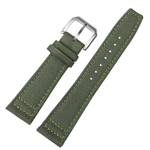 BOLEXA nato strap Nylon Canvas Armband Smartwatch Ersatzarmband 20/21/22mm Faltschnalle Band Ersatzarmband Nylon Uhrenarmbänder (Color : Green-steel buckle, Size : 22mm) von BOLEXA