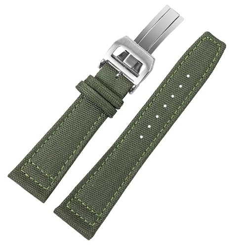 BOLEXA nato strap Nylon Canvas Armband Smartwatch Ersatzarmband 20/21/22mm Faltschnalle Band Ersatzarmband Nylon Uhrenarmbänder (Color : Grün, Size : 21mm) von BOLEXA