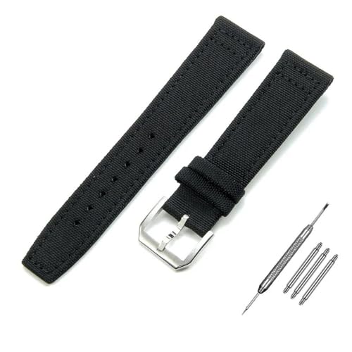 BOLEXA nato strap Nylon Canvas Armband Stoff Uhrenarmband 20mm 21mm 22mm Armband Dornschließe Schnellverschluss Leder Handgelenk Gürtel Nylon Uhrenarmbänder (Color : Black-silver, Size : 21mm) von BOLEXA