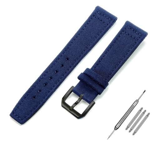 BOLEXA nato strap Nylon Canvas Armband Stoff Uhrenarmband 20mm 21mm 22mm Armband Dornschließe Schnellverschluss Leder Handgelenk Gürtel Nylon Uhrenarmbänder (Color : Blue-black, Size : 20mm) von BOLEXA