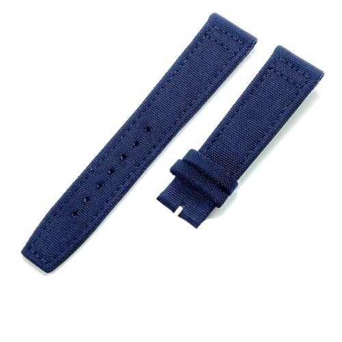 BOLEXA nato strap Nylon Canvas Armband Stoff Uhrenarmband 20mm 21mm 22mm Armband Dornschließe Schnellverschluss Leder Handgelenk Gürtel Nylon Uhrenarmbänder (Color : Blue-nobuckle, Size : 21mm) von BOLEXA