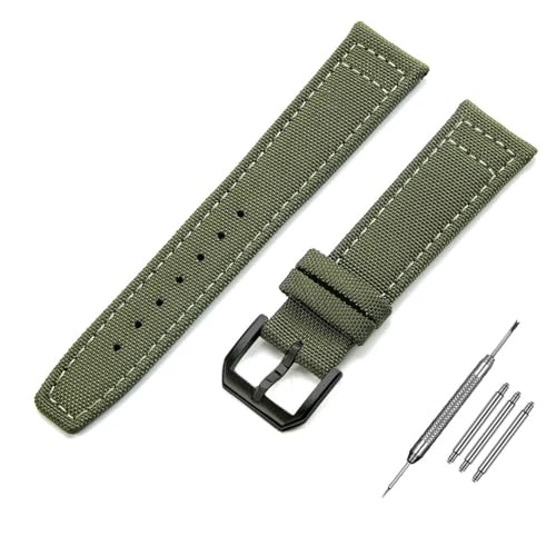 BOLEXA nato strap Nylon Canvas Armband Stoff Uhrenarmband 20mm 21mm 22mm Armband Dornschließe Schnellverschluss Leder Handgelenk Gürtel Nylon Uhrenarmbänder (Color : Green-black buckle, Size : 22mm von BOLEXA