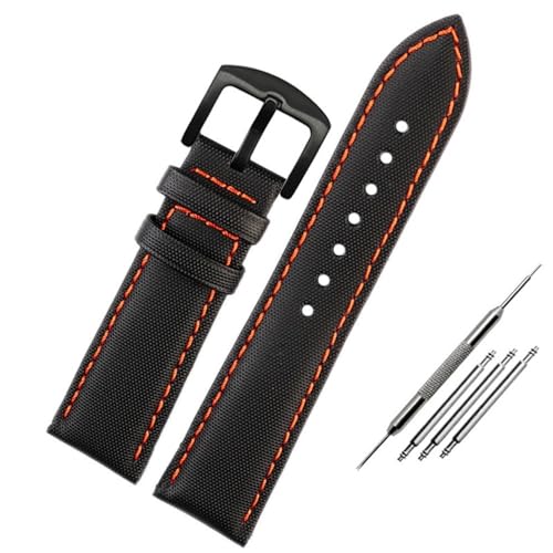 BOLEXA nato strap Nylon-Canvas-Lederarmband, Schnellverschluss-Uhrenarmband, universelles Ersatzarmband Nylon Uhrenarmbänder (Color : Black red-black, Size : 21mm) von BOLEXA