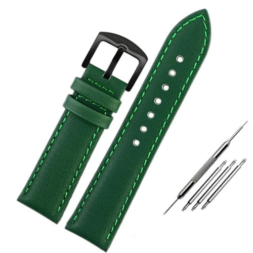 BOLEXA nato strap Nylon-Canvas-Lederarmband, Schnellverschluss-Uhrenarmband, universelles Ersatzarmband Nylon Uhrenarmbänder (Color : Green-black, Size : 20mm) von BOLEXA