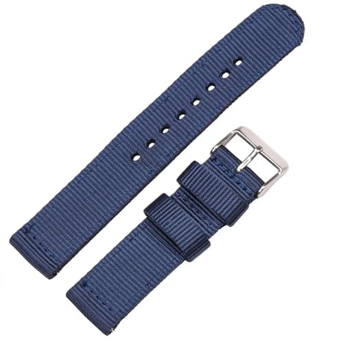 BOLEXA nato strap Nylon Canvas Uhrenarmbänder Damen Herren Sportarmband 18mm 20mm 22mm 24mm Uhren Zubehör Schnellverschluss Federsteg Nylon Uhrenarmbänder (Color : Blau, Size : 20mm) von BOLEXA