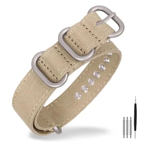 BOLEXA nato strap Nylon-Canvas-Uhrenarmband, 18, 20, 22, 24, 26 mm, Universal-Armband, Ersatz-Uhrenarmband, Zubehör, Metallschnalle, Gürtel for Männer und Frauen Nylon Uhrenarmbänder (Color : Khaki-s von BOLEXA