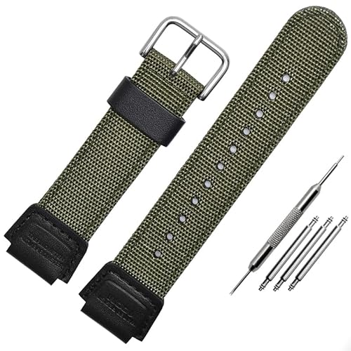 BOLEXA nato strap Nylon Mesh Uhrenarmbänder Klettern Nylon Uhr Leinwand Uhr Gürtel Frauen Männer Sport Uhren Gürtel Nylon Uhrenarmbänder (Color : Army green Silver, Size : 18mm) von BOLEXA