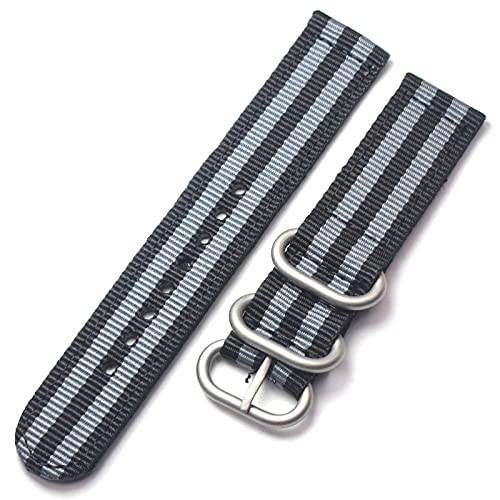 BOLEXA nato strap Nylon-Uhrenarmband, 18 mm, 20 mm, 22 mm, 24 mm, Nylon-Ersatz-Uhrenarmband, Sportarmband, Edelstahl-Schnalle Nylon Uhrenarmbänder (Color : Black gray silver, Size : 20mm) von BOLEXA