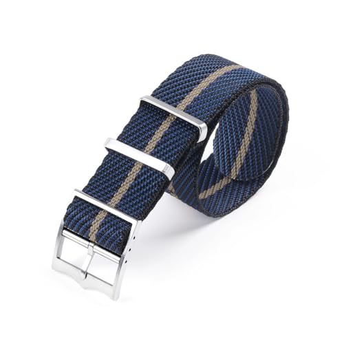 BOLEXA nato strap Nylon-Uhrenarmband, 22 mm, 20 mm, Stoff, Segeltuch, Armband, Ersatz-Uhrenarmband, Universalarmband Nylon Uhrenarmbänder (Color : Dark blue beige, Size : 20mm) von BOLEXA