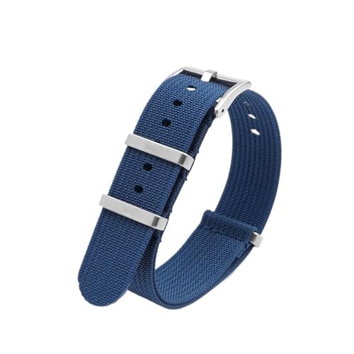 BOLEXA nato strap Nylon-Uhrenarmband, Ersatzband, 22 mm, Universal-Armband, atmungsaktiv, Sportband-Zubehör Nylon Uhrenarmbänder (Color : Blau, Size : 22mm) von BOLEXA