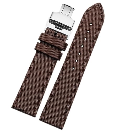 BOLEXA nato strap Nylon-Uhrenarmband, Outdoor-Sport-Uhrenarmband, Herren-Zubehör, 18, 20, 22, 24, 23 mm, Ersatz-Uhrenarmband Nylon Uhrenarmbänder (Color : Brown-silver, Size : 24mm) von BOLEXA