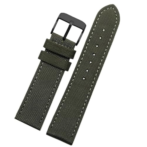 BOLEXA nato strap Nylon-Uhrenarmband, Outdoor-Sport-Uhrenarmband, Herren-Zubehör, 18, 20, 22, 24, 23 mm, Ersatz-Uhrenarmband Nylon Uhrenarmbänder (Color : Green-black buckle, Size : 22mm) von BOLEXA