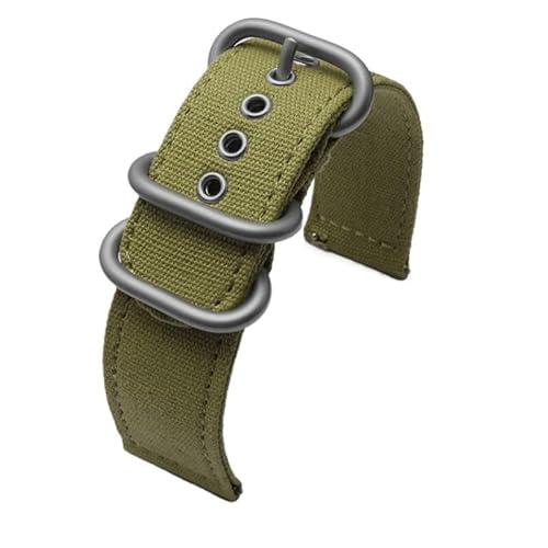 BOLEXA nato strap Nylon-Uhrenarmband, Schnellverschluss, Canvas, Herrenarmband, Khaki, Armeegrün, Ersatz-Uhrenarmband Nylon Uhrenarmbänder (Color : Green-silver, Size : 18mm) von BOLEXA