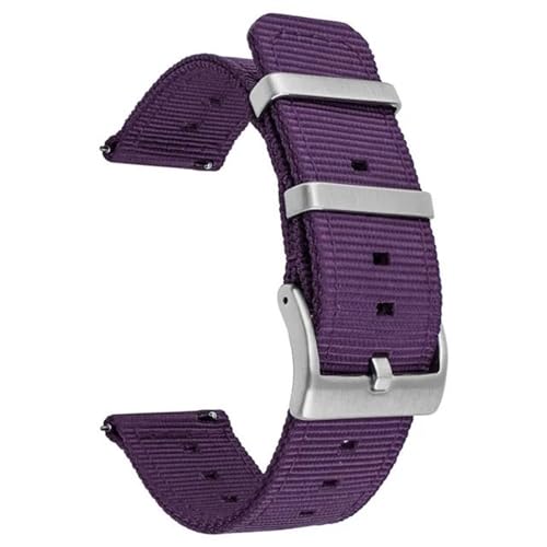 BOLEXA nato strap Nylon-Uhrenarmband, Smartwatch-Armband, 18 mm, 20 mm, 22 mm, 24 mm, universeller Bandgürtel Nylon Uhrenarmbänder (Color : Lila, Size : 20mm) von BOLEXA