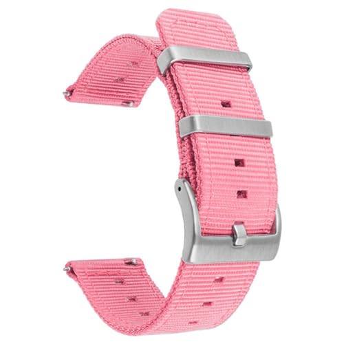 BOLEXA nato strap Nylon-Uhrenarmband, Smartwatch-Armband, 18 mm, 20 mm, 22 mm, 24 mm, universeller Bandgürtel Nylon Uhrenarmbänder (Color : Pink, Size : 24mm) von BOLEXA