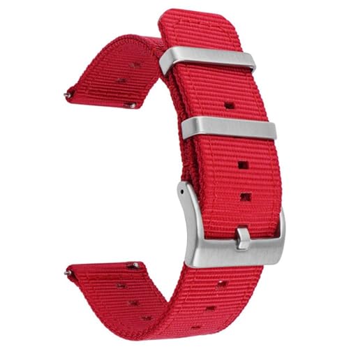 BOLEXA nato strap Nylon-Uhrenarmband, Smartwatch-Armband, 18 mm, 20 mm, 22 mm, 24 mm, universeller Bandgürtel Nylon Uhrenarmbänder (Color : Rot, Size : 24mm) von BOLEXA