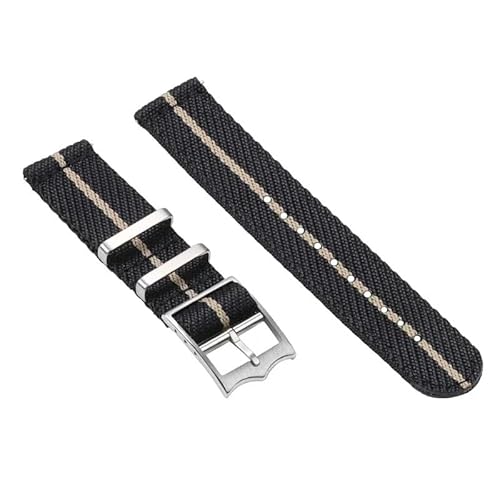 BOLEXA nato strap Nylon Uhrenarmband 20mm 22mm Herren Armband Armband Verstellbare Bänder Damen Uhrenarmbänder Uhren Zubehör Nylon Uhrenarmbänder (Color : Black beige, Size : 22mm) von BOLEXA