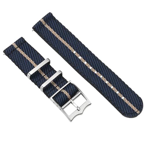 BOLEXA nato strap Nylon Uhrenarmband 20mm 22mm Herren Armband Armband Verstellbare Bänder Damen Uhrenarmbänder Uhren Zubehör Nylon Uhrenarmbänder (Color : Blue beige, Size : 20mm) von BOLEXA