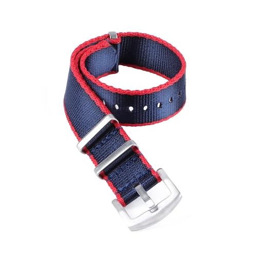 BOLEXA nato strap Nylon-Uhrenarmband for Herren, Sportuhrenarmband, Armband, Gürtel, Schnellverschluss, elastisches Handgelenkband, 20 mm, 22 mm Nylon Uhrenarmbänder (Color : Red blue, Size : 22mm) von BOLEXA