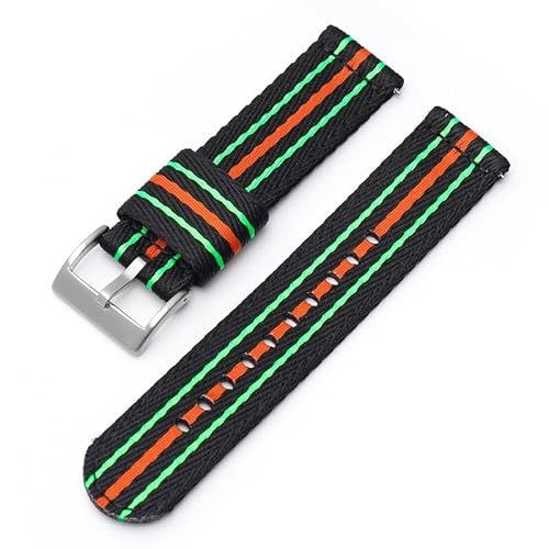 BOLEXA nato strap Nylonband Ersetzen Sie das Band 20mm 22mm Universal-Armbandbänder Schnellverschluss-Armbandzubehör Gürtel Nylon Uhrenarmbänder (Color : Black green -silver, Size : 22mm) von BOLEXA