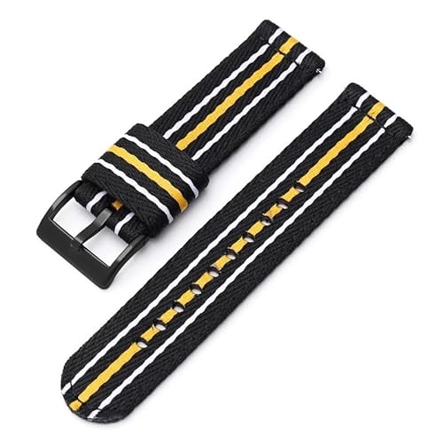 BOLEXA nato strap Nylonband Ersetzen Sie das Band 20mm 22mm Universal-Armbandbänder Schnellverschluss-Armbandzubehör Gürtel Nylon Uhrenarmbänder (Color : Black yellow-black, Size : 22mm) von BOLEXA