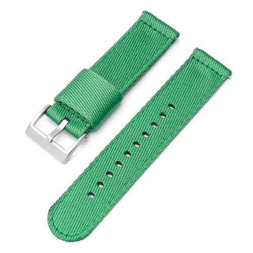 BOLEXA nato strap Nylonband Ersetzen Sie das Band 20mm 22mm Universal-Armbandbänder Schnellverschluss-Armbandzubehör Gürtel Nylon Uhrenarmbänder (Color : Green silver buckle, Size : 20mm) von BOLEXA