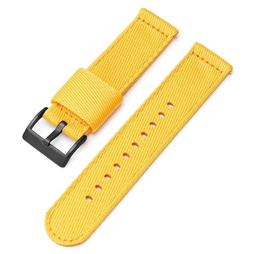 BOLEXA nato strap Nylonband Ersetzen Sie das Band 20mm 22mm Universal-Armbandbänder Schnellverschluss-Armbandzubehör Gürtel Nylon Uhrenarmbänder (Color : Yellow black buckle, Size : 20mm) von BOLEXA