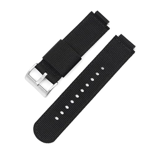 BOLEXA nato strap Schnellverschluss-Nylon-Armband, universelles Armband, atmungsaktives Canvas-Ersatzarmband Nylon Uhrenarmbänder (Color : Black-steel, Size : 16mm) von BOLEXA