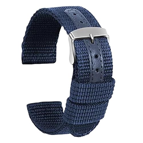 BOLEXA nato strap Universal Nylon Geflochtenes Armband for Seiko Verdicktes Ersatzarmband for Rolex Männer Frauen Armband Zubehör Gürtelband Nylon Uhrenarmbänder (Color : Blau, Size : 20mm) von BOLEXA