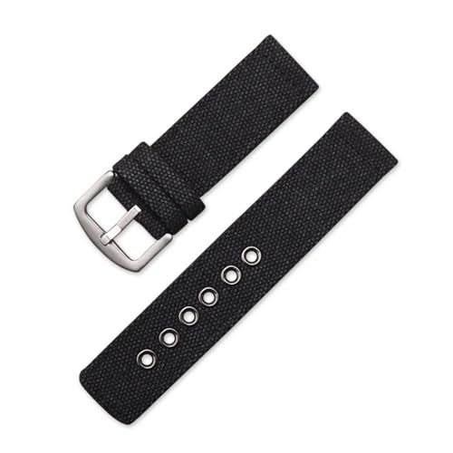 BOLEXA nato strap Universelles Canvas-Nylon-Uhrenarmband, universelles Schnellverschluss-Armband, 18, 20, 22, 24 mm, Armband-Zubehör Nylon Uhrenarmbänder (Color : Schwarz, Size : 24mm) von BOLEXA